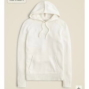 J.Crew Heritage Cotton Hooded Sweater Ivory Men's NWT Size Small
